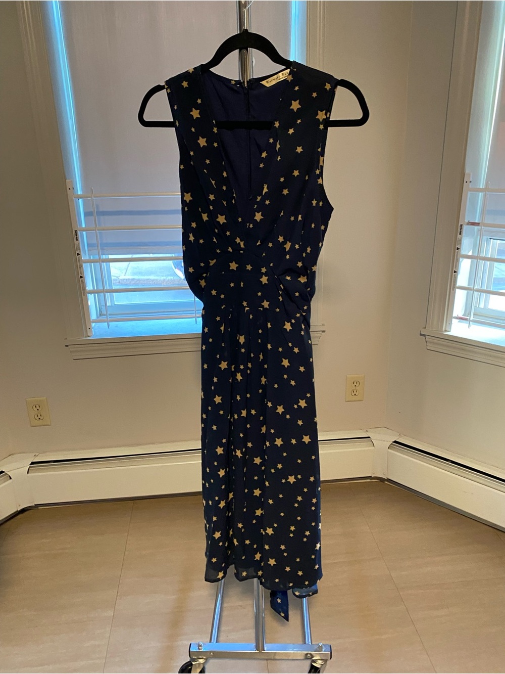 eshakti Navy Maxi Dress with Gold Star Print